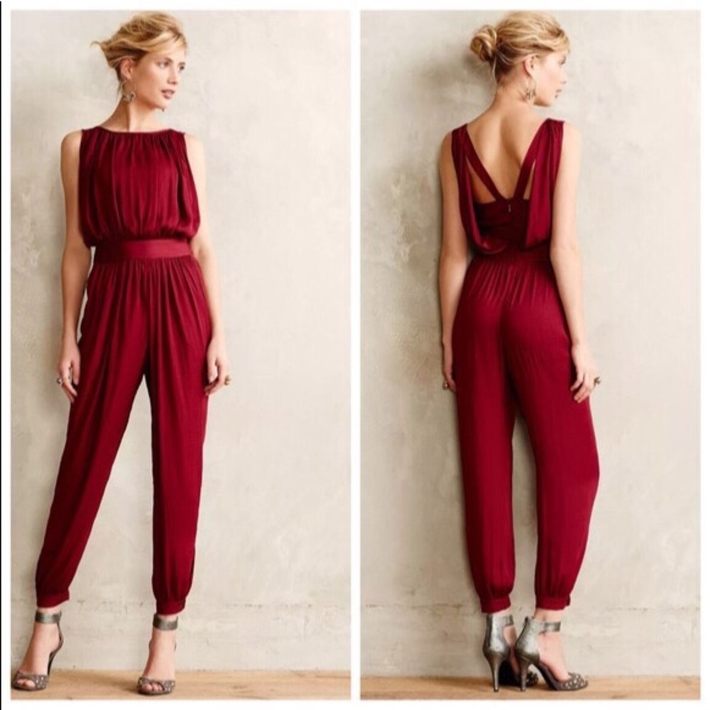 Anthropologie Nomad Morgan Carper Garnet Jumpsuit